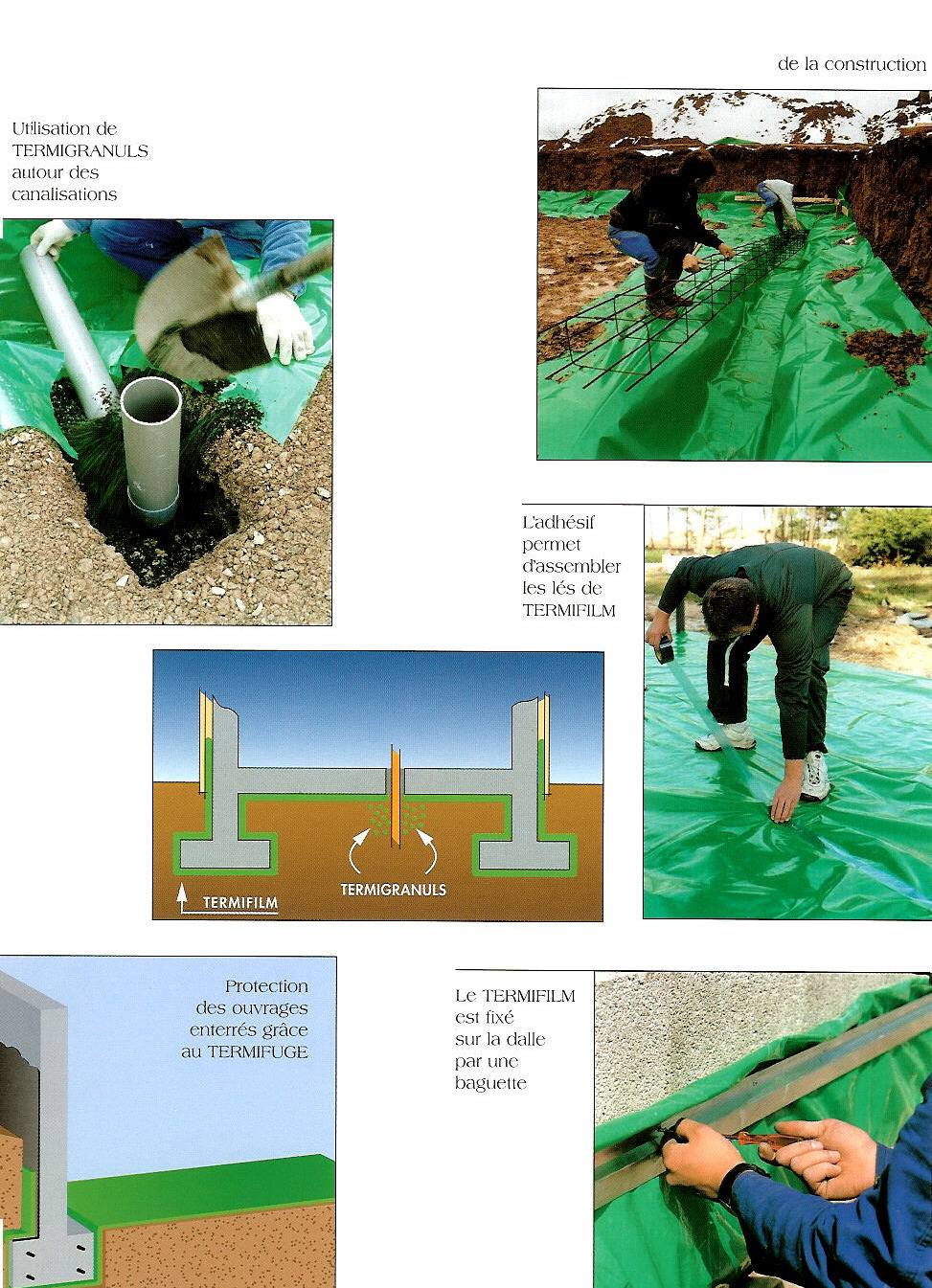 Pose d'un film anti-termites avant construction